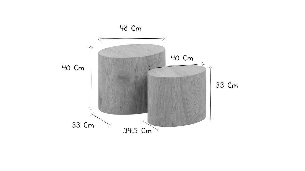 Tavolini bassi ovali in legno chiaro (set di 2) WOODY