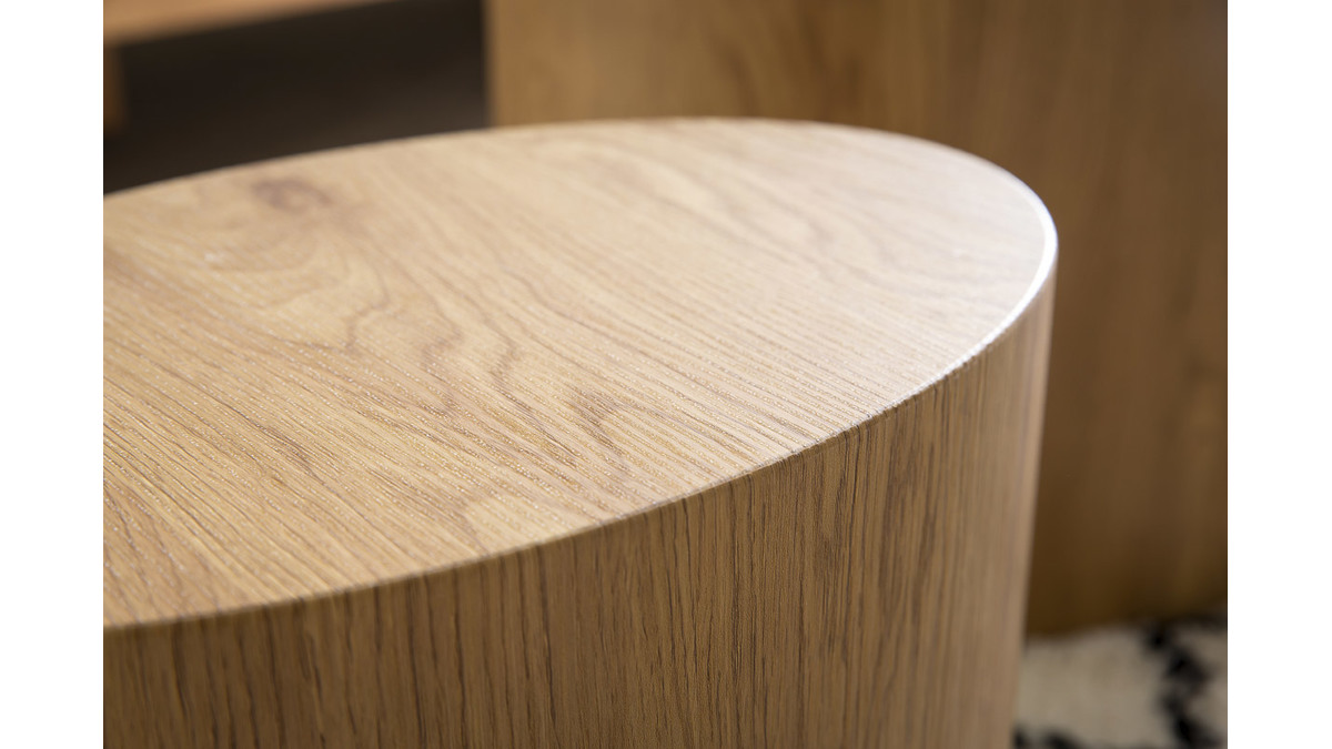 Tavolini bassi ovali in legno chiaro (set di 2) WOODY