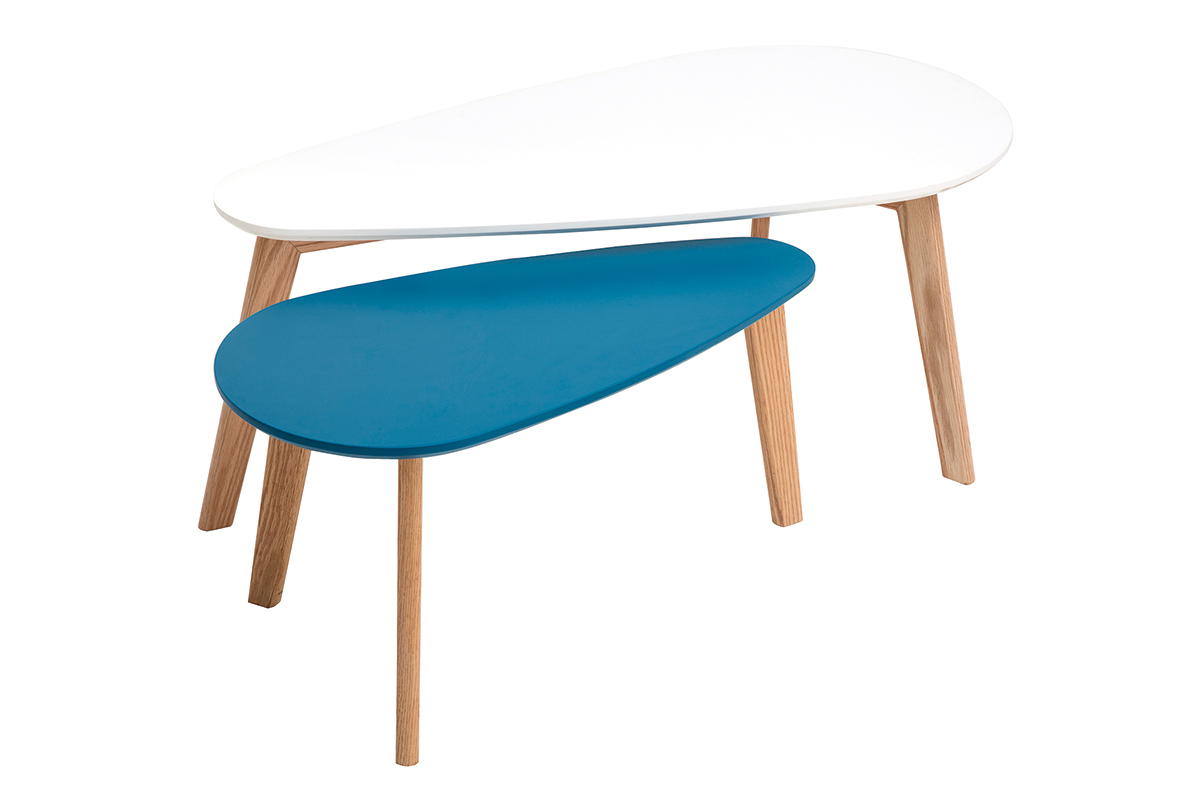 Tavolini bassi scandinavi bianco e blu anatra lotto di 2 ARTIK