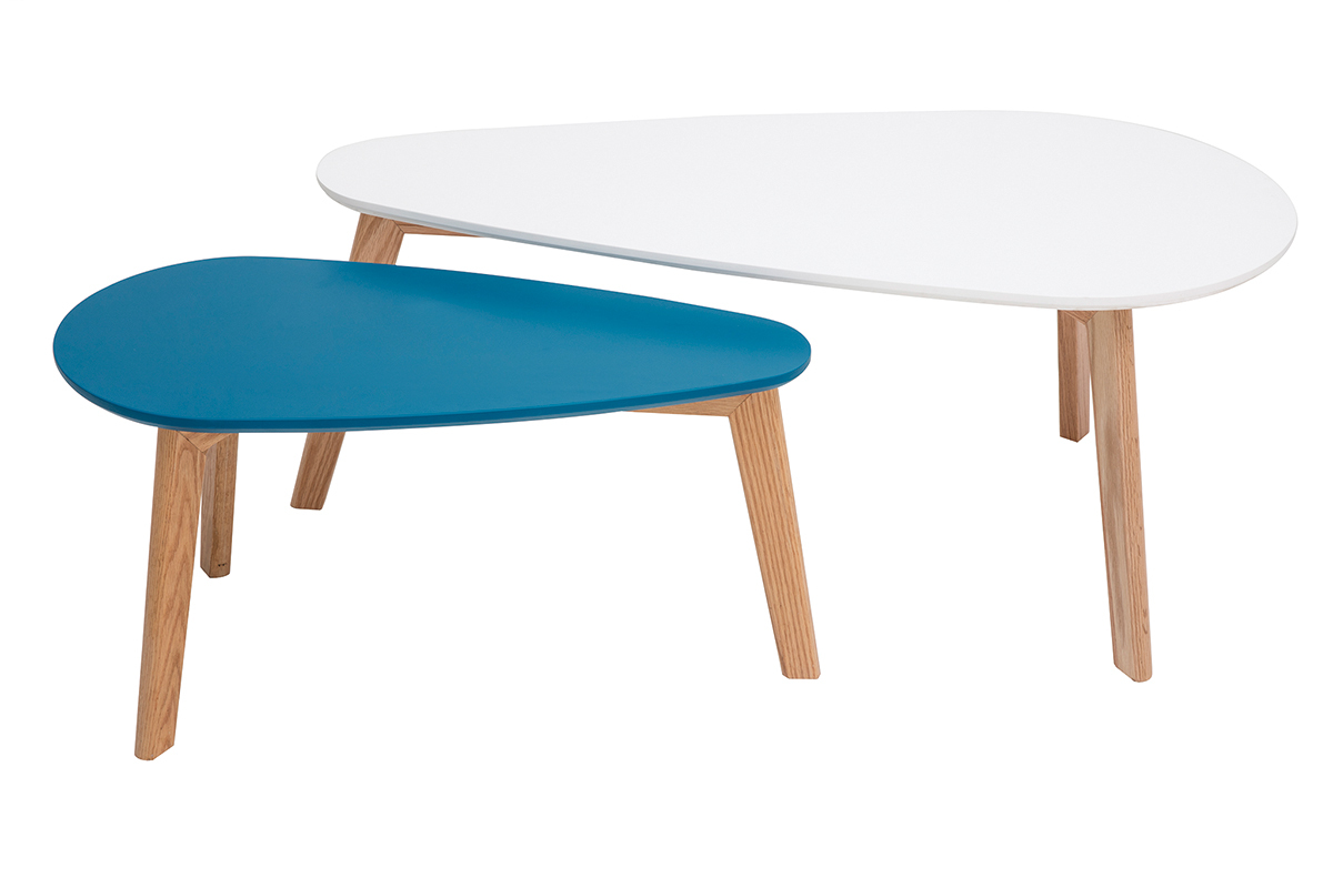 Tavolini bassi scandinavi bianco e blu anatra lotto di 2 ARTIK