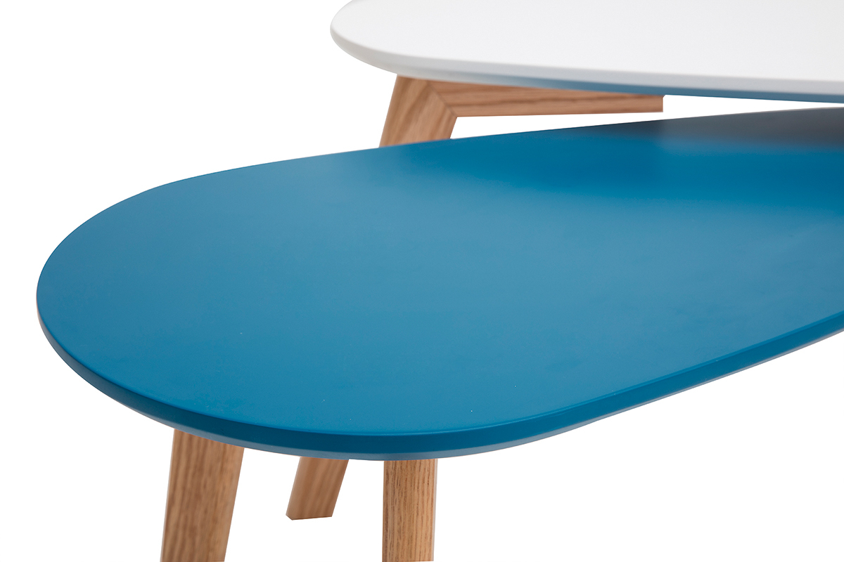 Tavolini bassi scandinavi bianco e blu anatra lotto di 2 ARTIK