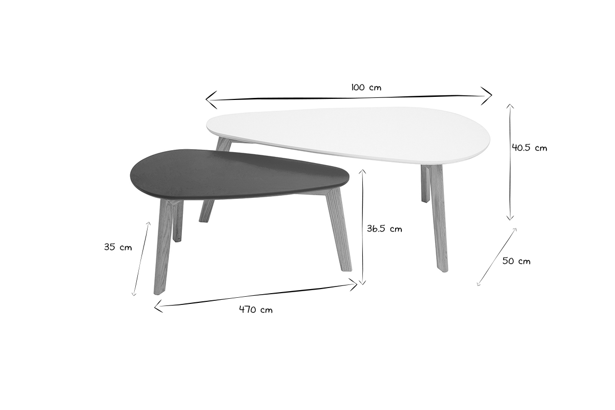 Tavolini bassi scandinavi bianco e blu anatra lotto di 2 ARTIK