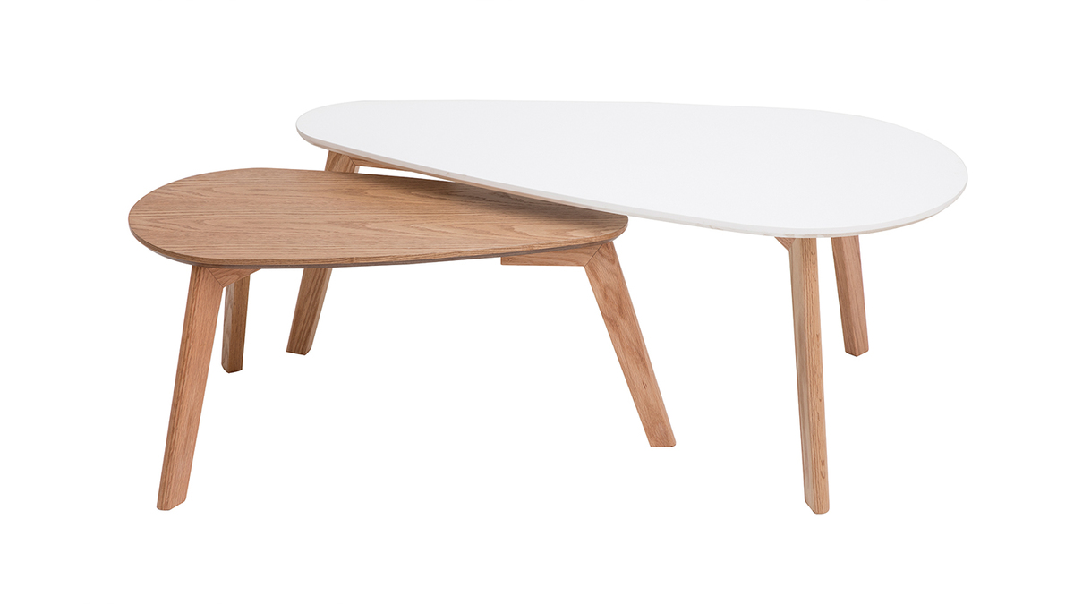 Tavolini bassi scandinavi quercia e bianco lotto di 2 ARTIK