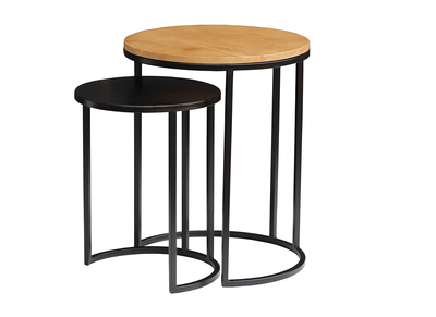 Tavolini da caffè estraibili in massello di mango e metallo nero TAHL