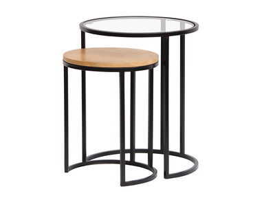 Tavolini da caffè estraibili in vetro temperato e massello di mango TAHL