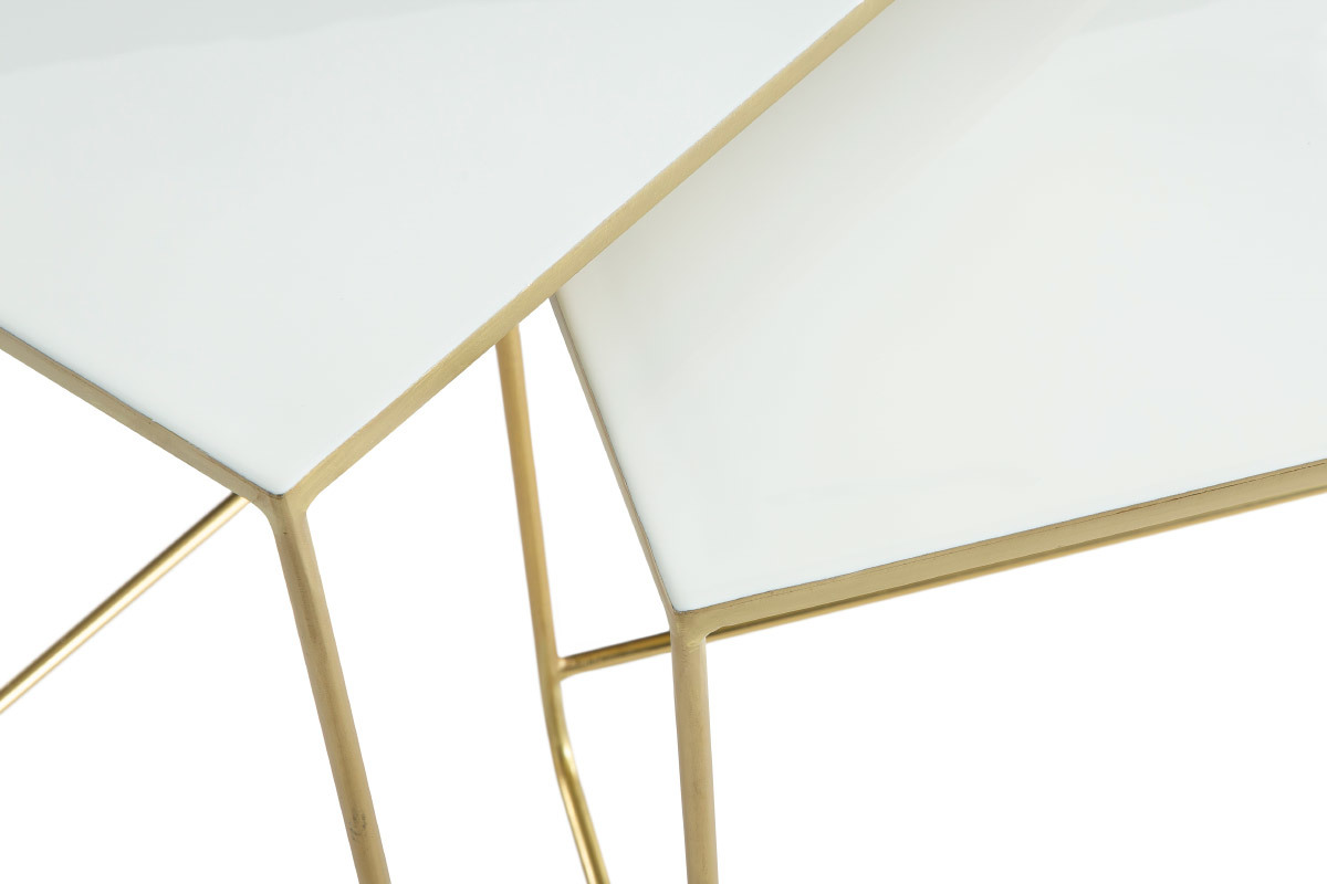Tavolini da salotto estraibili bianco e oro (set di 2) WESS