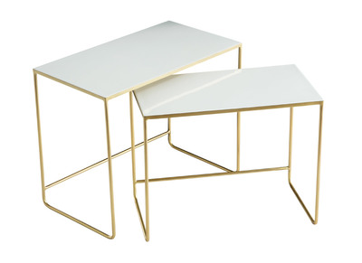 Tavolini da salotto estraibili bianco e oro (set di 2) WESS