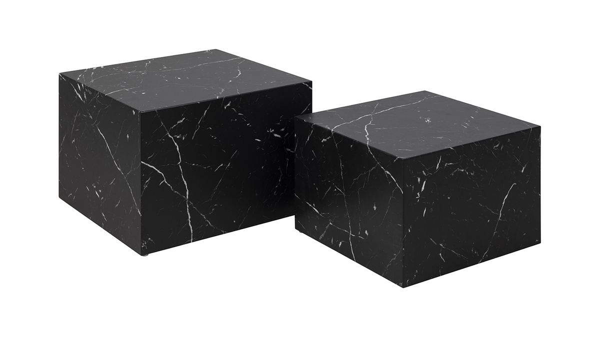 Tavolini da salotto estraibili design effetto marmo nero (set di 2) CALLA
