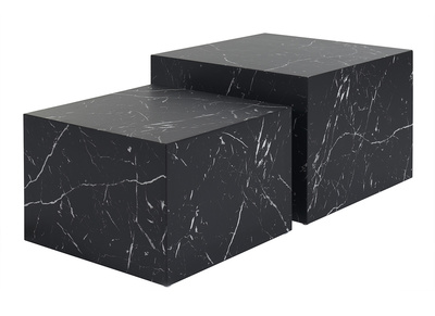 Tavolini da salotto estraibili design effetto marmo nero (set di 2) CALLA