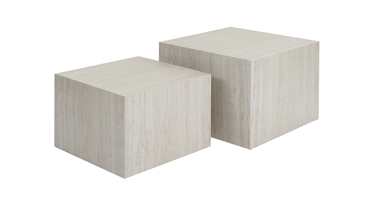 Tavolini da salotto estraibili design effetto travertino (set di 2) CALLA