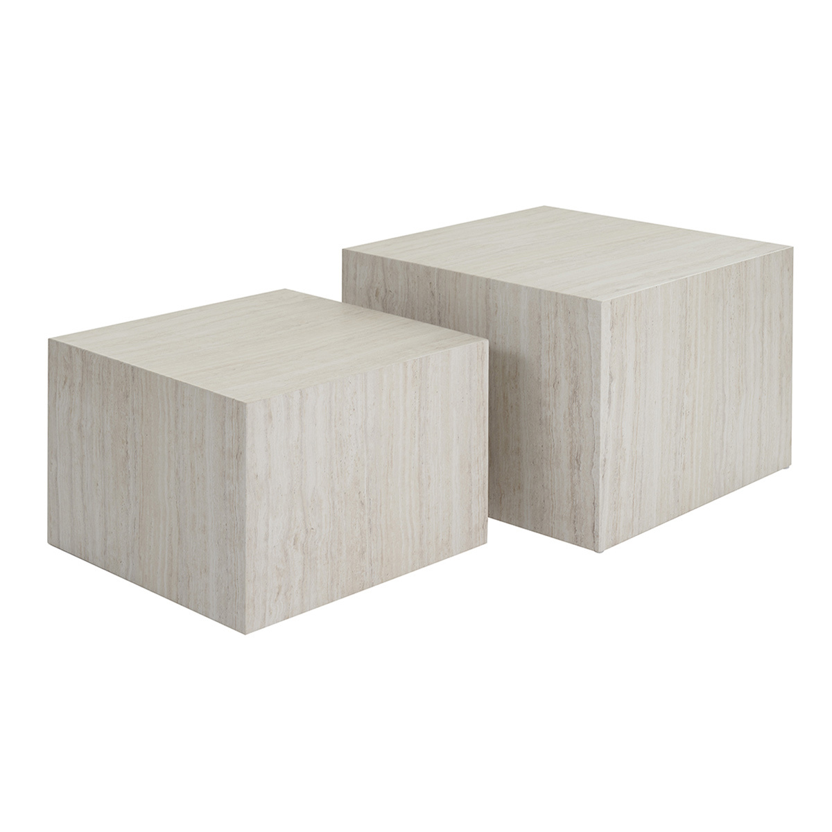 Tavolini da salotto estraibili design effetto travertino (set di 2) CALLA