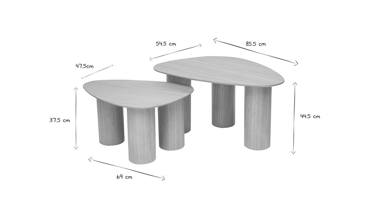 Set 3 Tavolini Bassi Beige Estraibili - Leggero, Moderno E Salvaspazio - Foto 7