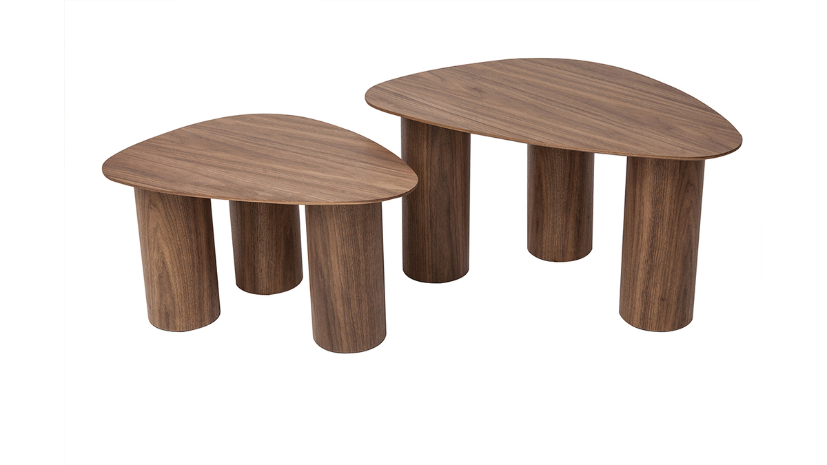 Tavolini da salotto estraibili design in legno scuro (set di 2) FOLEEN