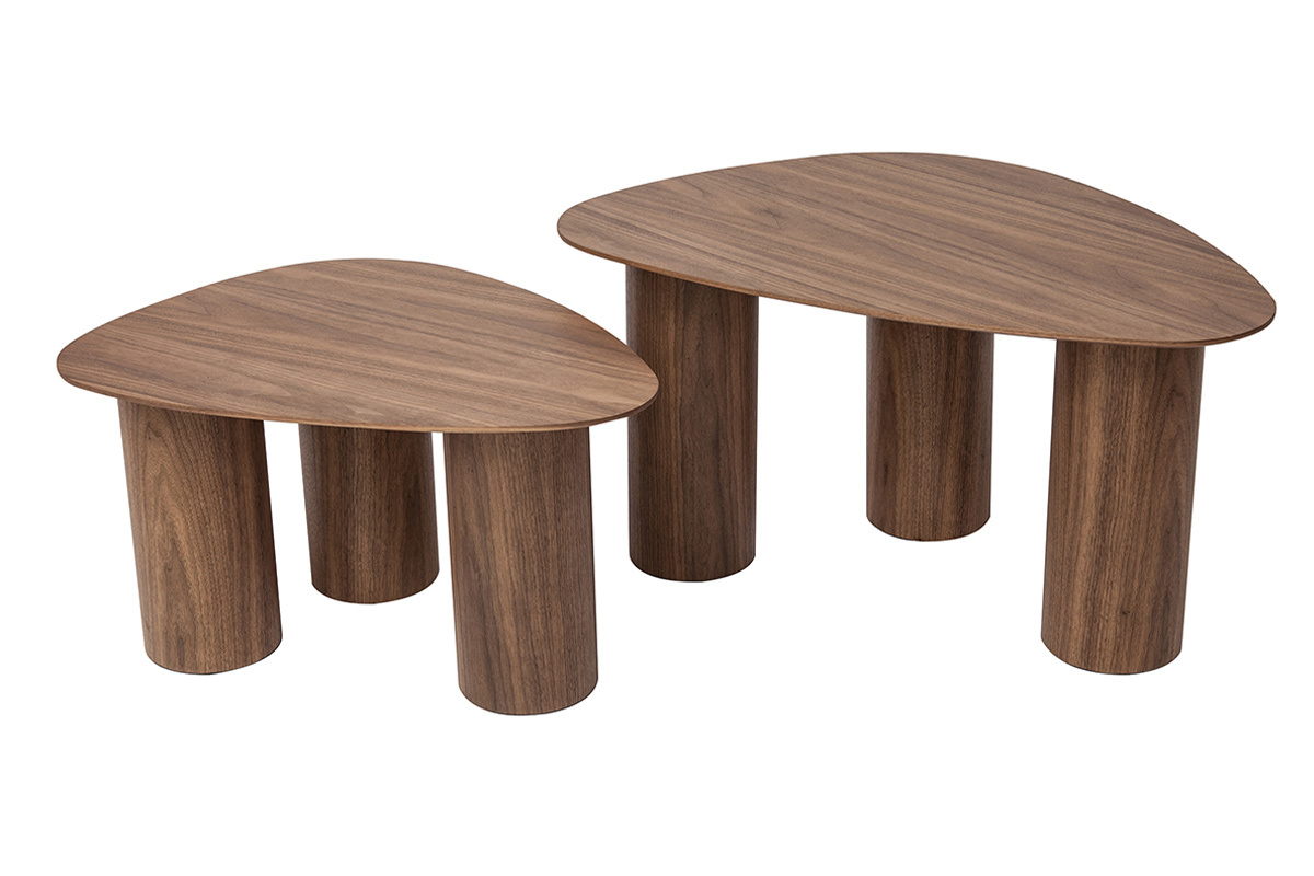 Tavolini da salotto estraibili design in legno scuro (set di 2) FOLEEN