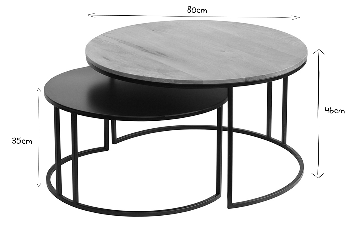 Tavolini da salotto estraibili design legno e metallo TAHL