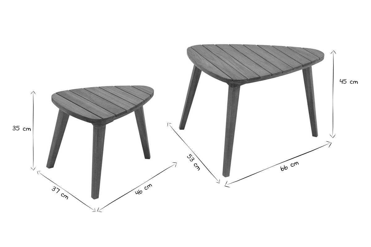Tavolini da salotto estraibili in legno massello (set di 2) ELQUI