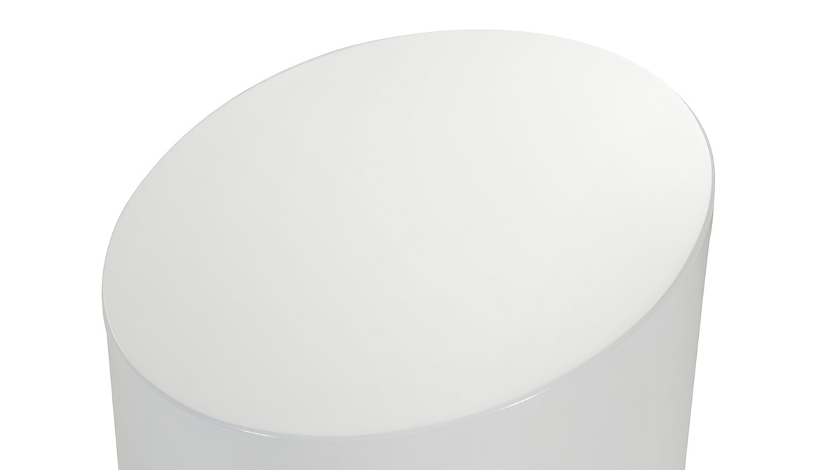 Tavolini da salotto estraibili ovali design finitura bianco laccato lucido (set di 2) FAMOSA