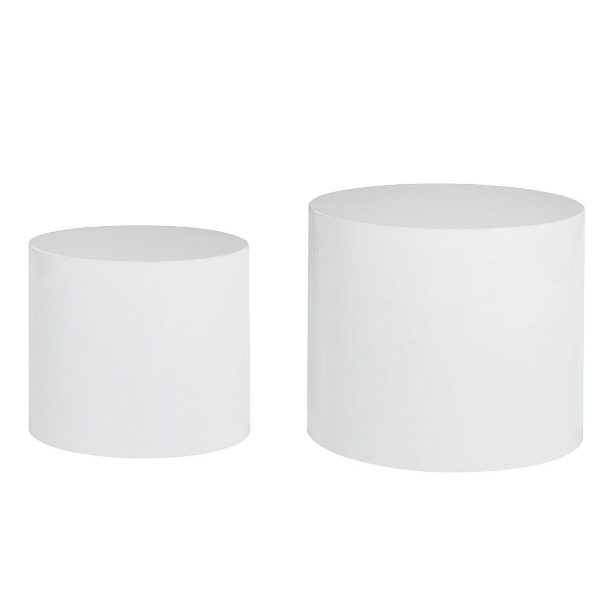 Tavolini da salotto estraibili ovali design finitura bianco laccato lucido (set di 2) FAMOSA