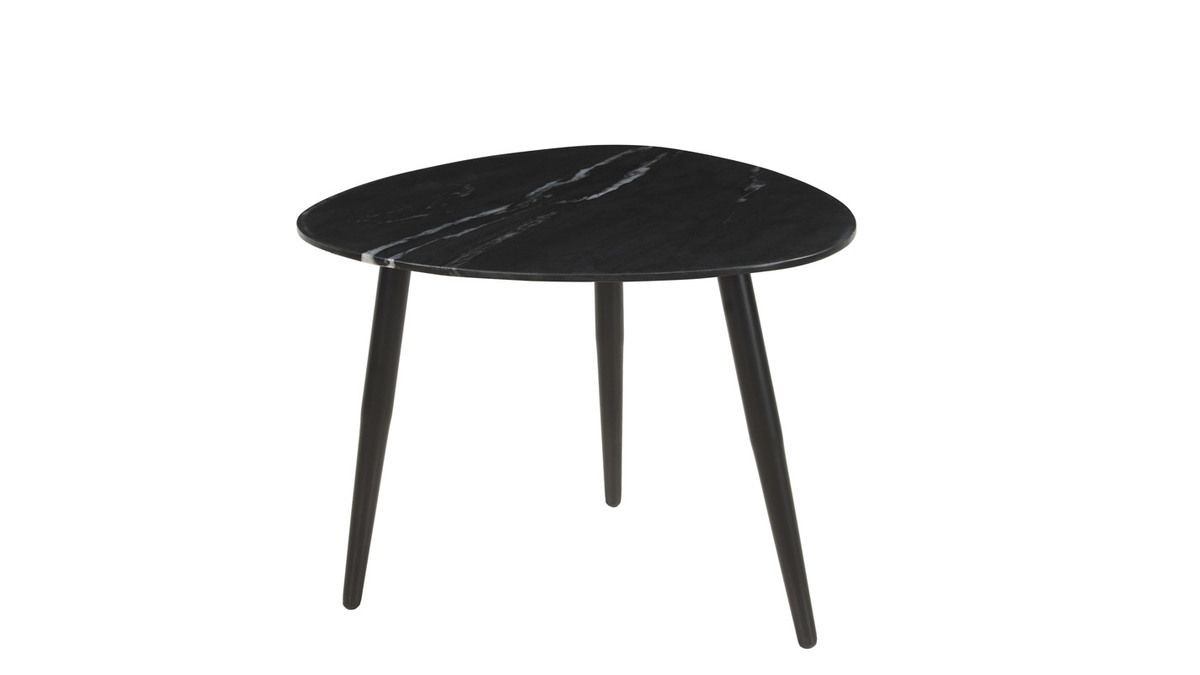 Tavolini da salotto estraibili ovali in marmo nero e metallo (set di 2) PLATZ