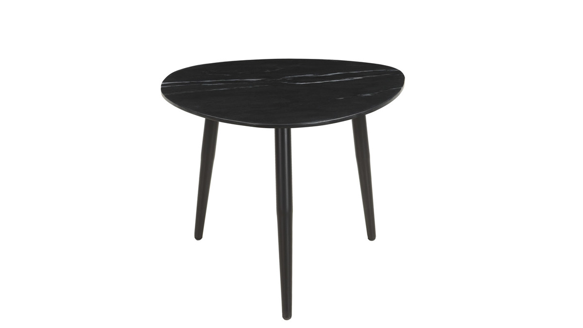 Tavolini da salotto estraibili ovali in marmo nero e metallo (set di 2) PLATZ