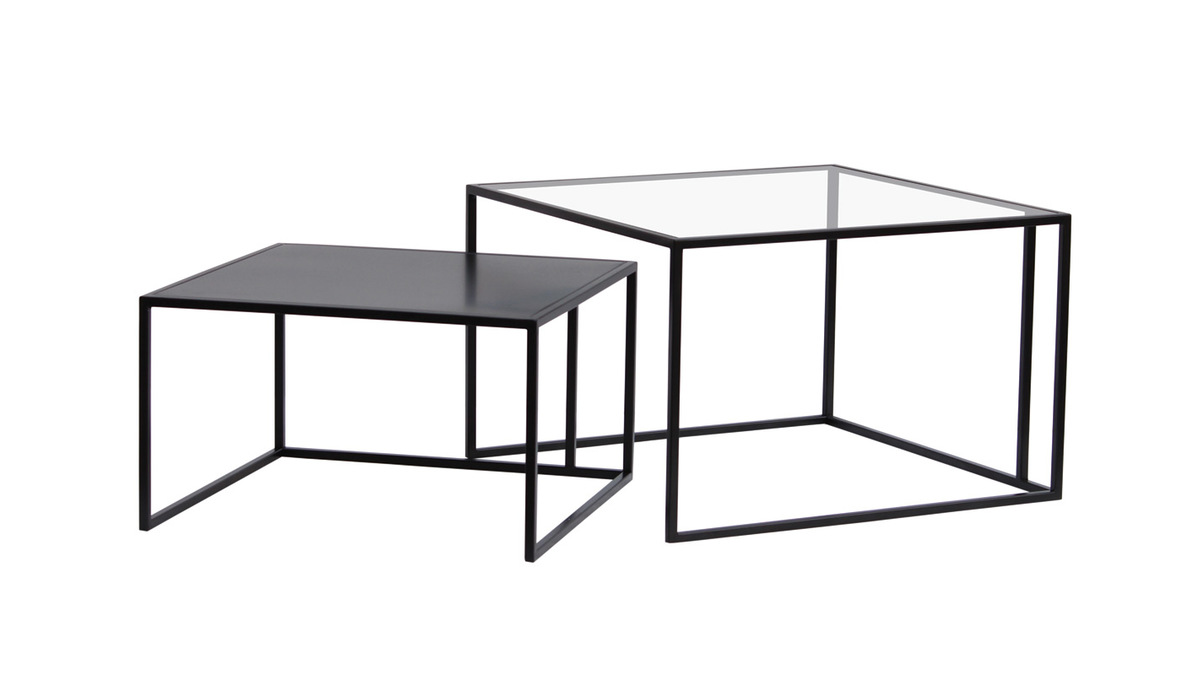 Tavolini da salotto estraibili vetro temperato e metallo TAHL - Miliboo
