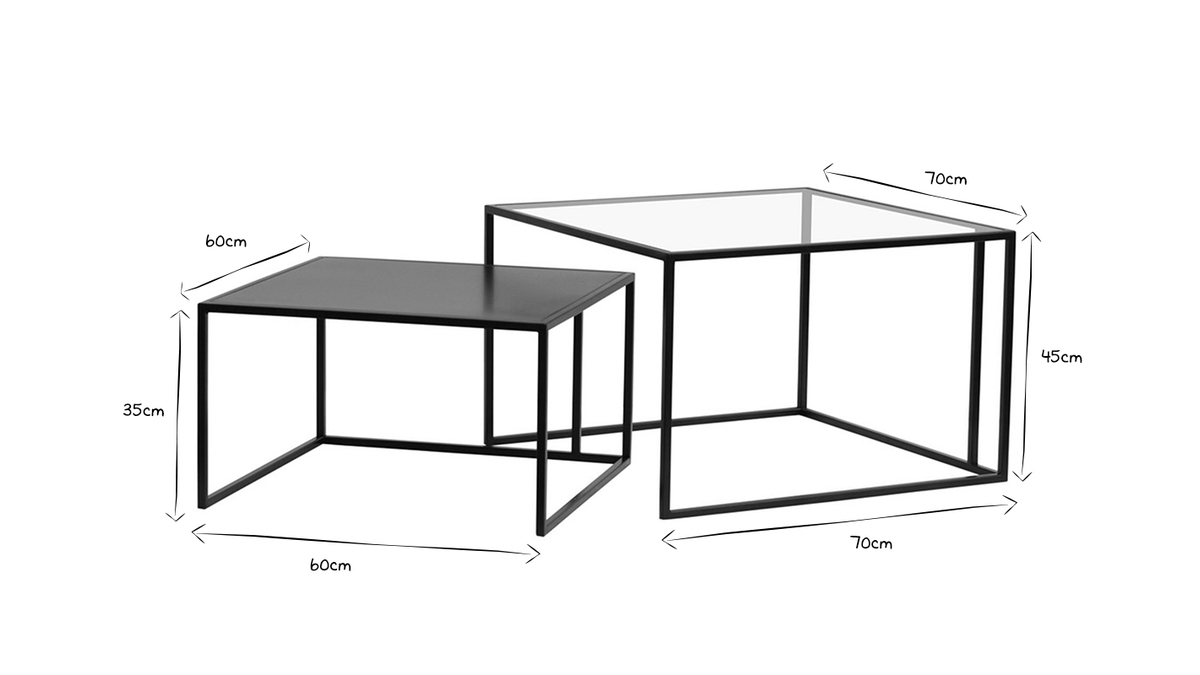 Tavolini da salotto estraibili vetro temperato e metallo TAHL