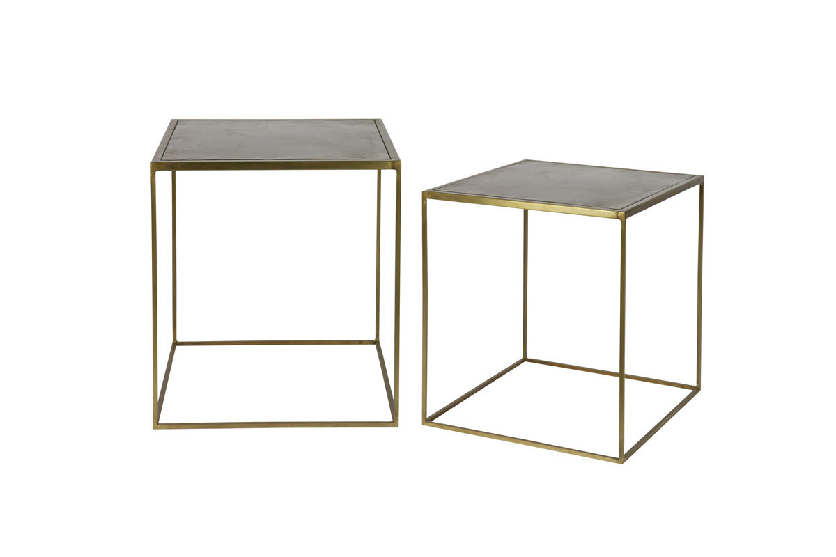 Tavolini design metallo ottone gruppo di 2 ERINE
