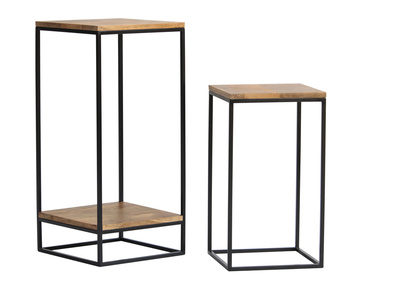 Tavolini estraibili in acacia e metallo nero (set da 2) IGGY