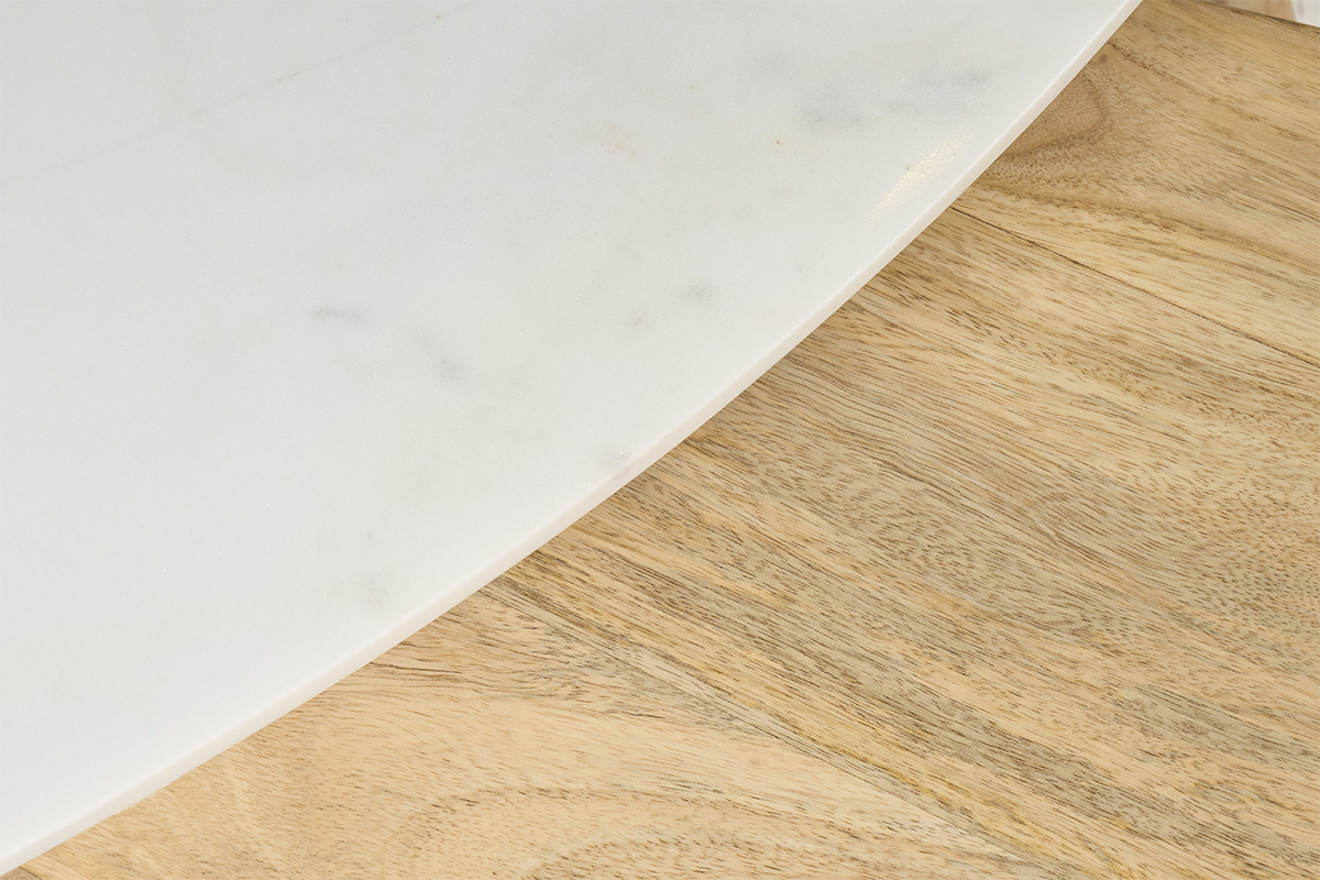 Tavolini estraibili marmo bianco e legno di mango (set di 2) EVY