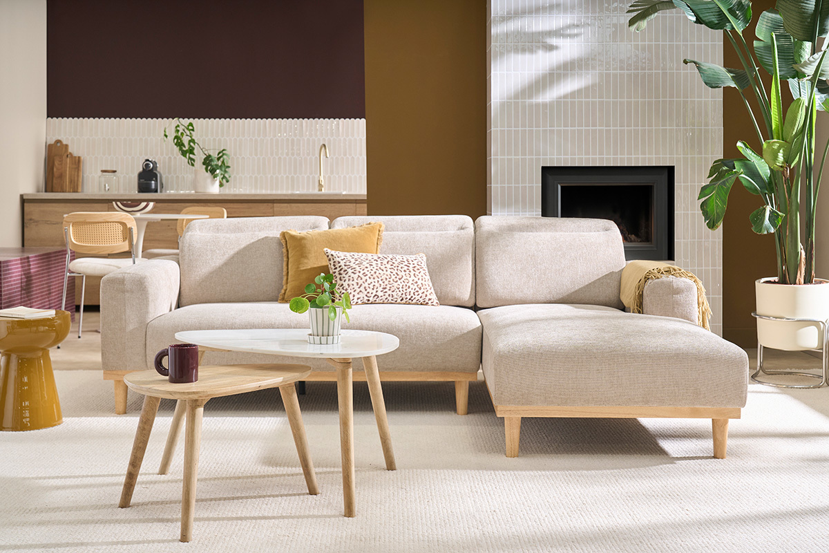 Tavolini estraibili marmo bianco e legno di mango (set di 2) EVY