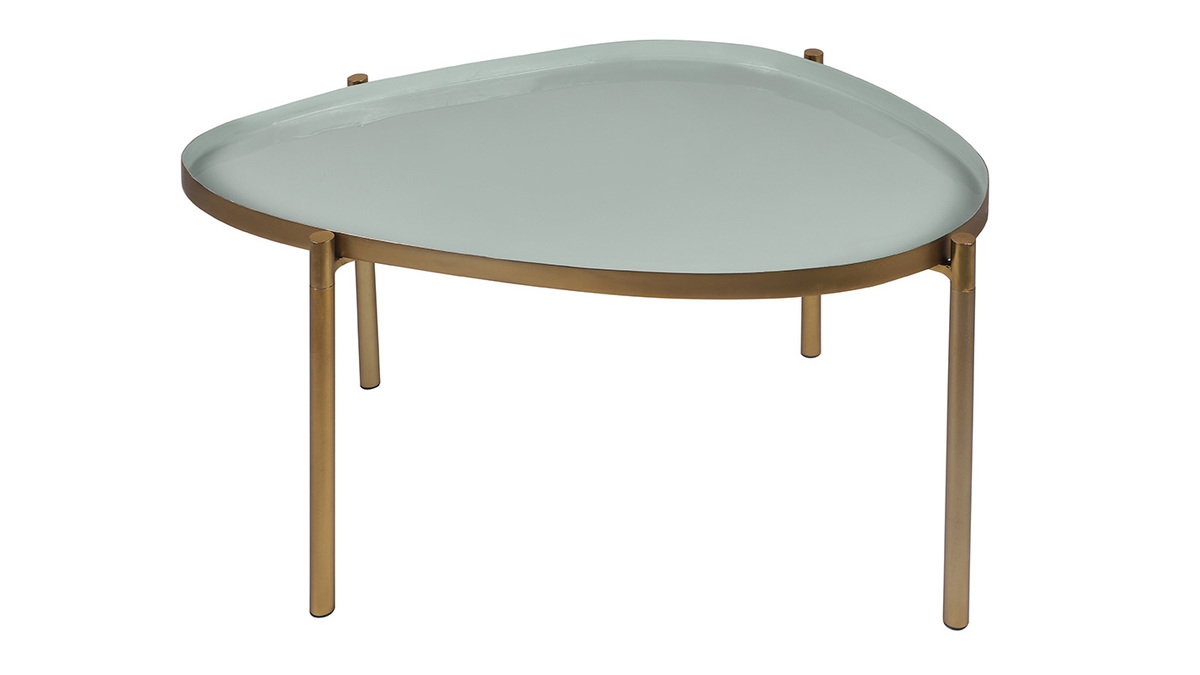 Tavolini impilabili acciaio dorato laccati verdi (set di 3) ZURIA