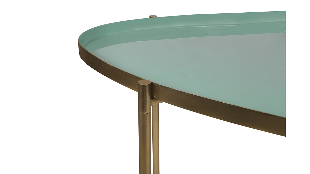 Tavolini impilabili acciaio dorato laccati verdi (set di 3) ZURIA