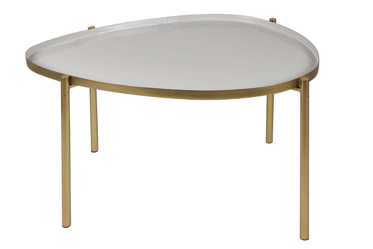 Tavolini impilabili laccati bianchi, grigio chiaro e grigio scuro (set di 3) ZURIA