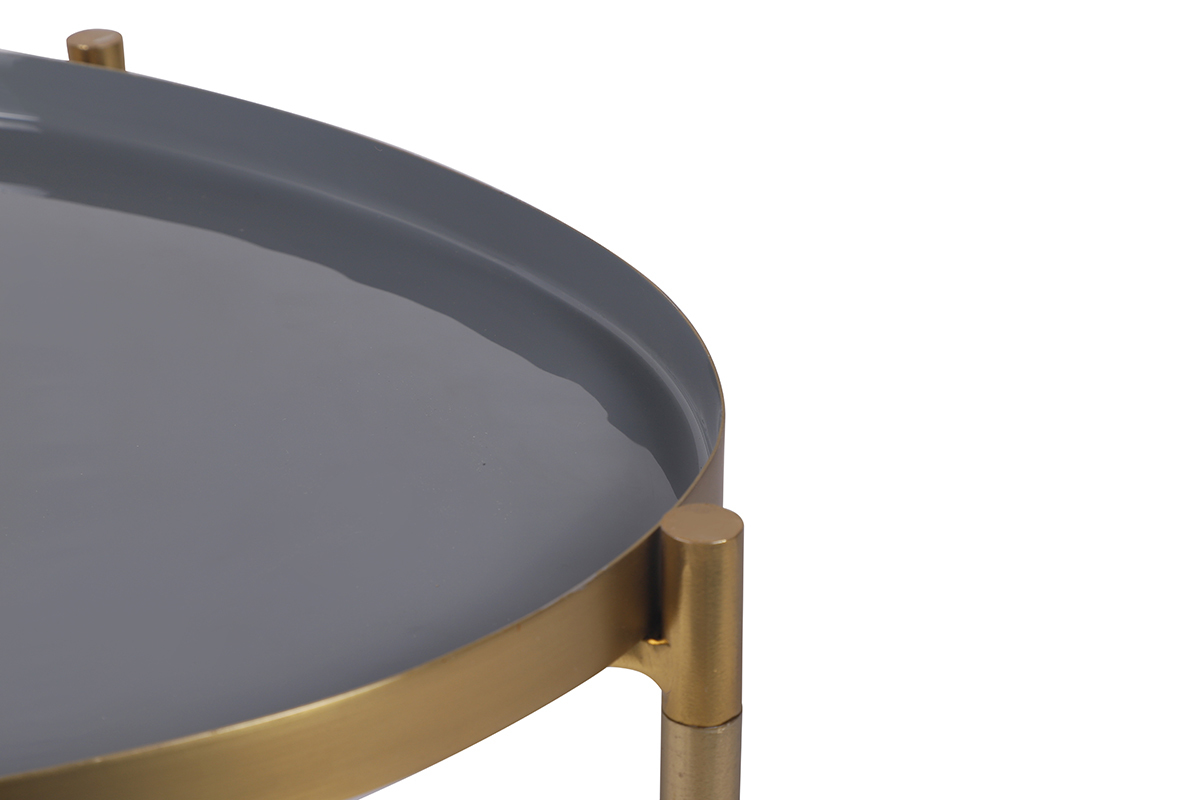 Tavolini impilabili laccati bianchi, grigio chiaro e grigio scuro (set di 3) ZURIA