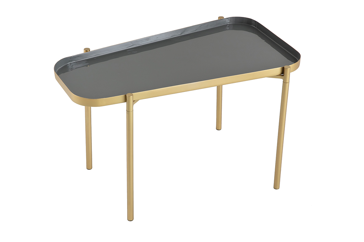 Tavolini impilabili laccati bianco e grigio (set di 2) ZURIA