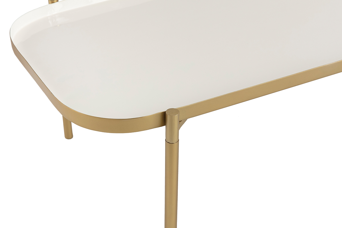 Tavolini impilabili laccati bianco e grigio (set di 2) ZURIA