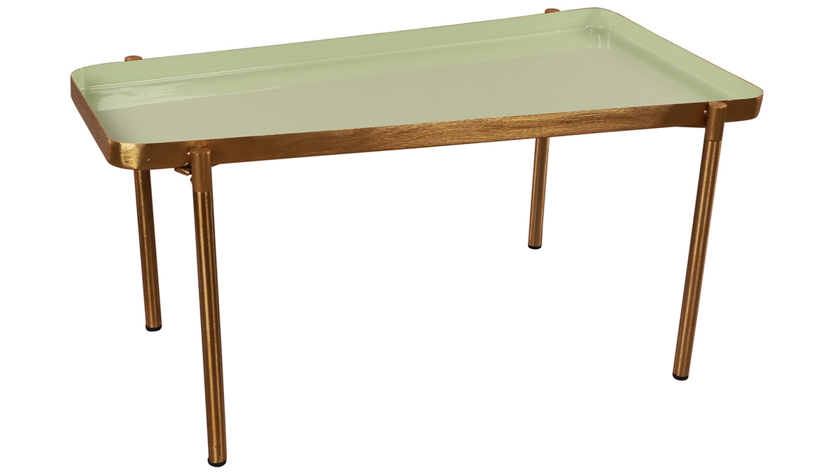 Tavolini impilabili laccati verde chiaro e verde scuro (set di 2) ZURIA