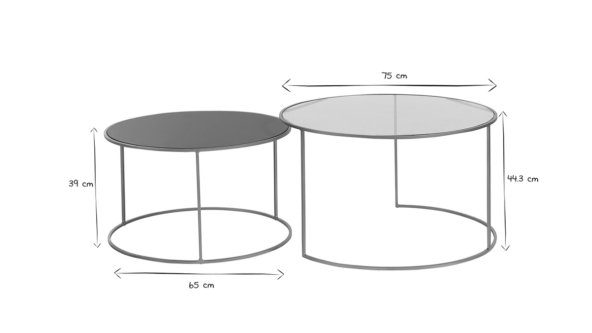 Tavolini salotto estraibili in metallo dorato e vetro colore blu petrolio (set di 2) ROXO