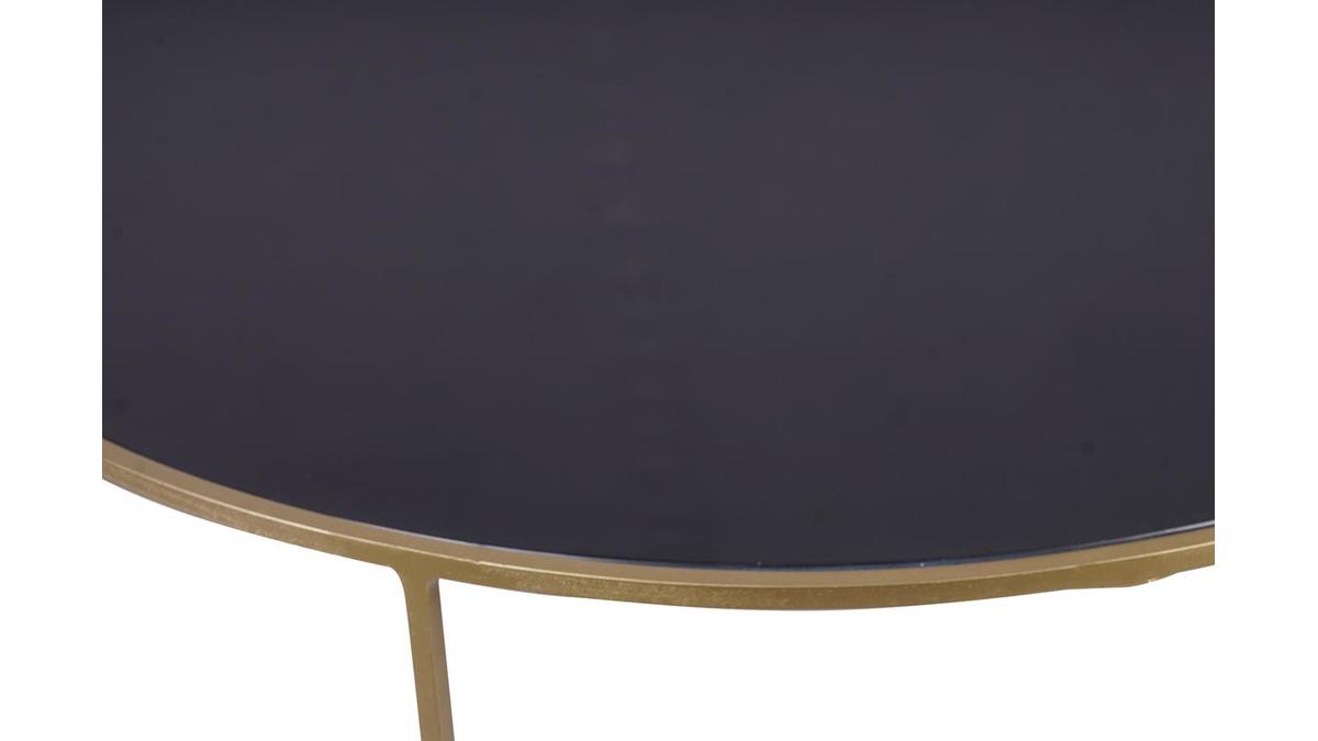 Tavolini salotto estraibili in metallo dorato e vetro colore nero (set di 2) ROXO