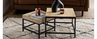 Tavolini salotto estraibili quadrati in legno massello di mango e metallo (set di 2) RACK