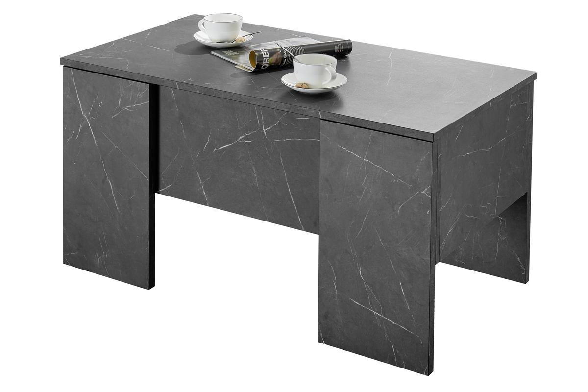 Tavolino alzabile di design con effetto marmo nero L92 cm CARRA
