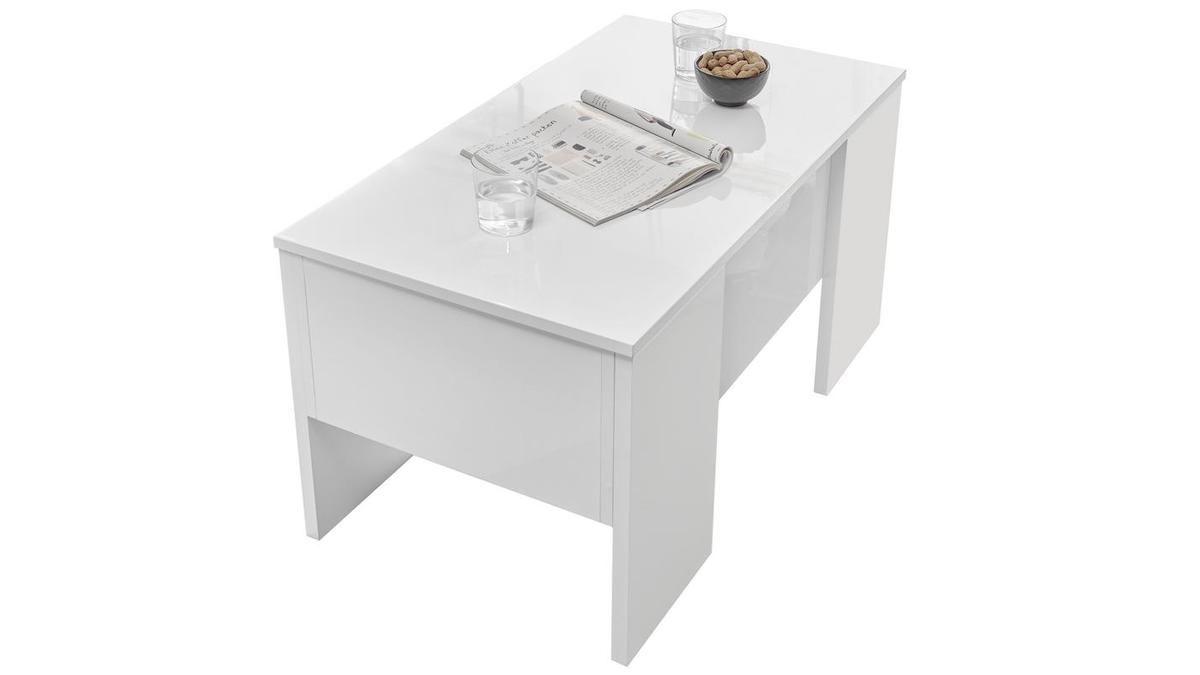 Tavolino alzabile di design laccato lucido bianco L92 cm COMO