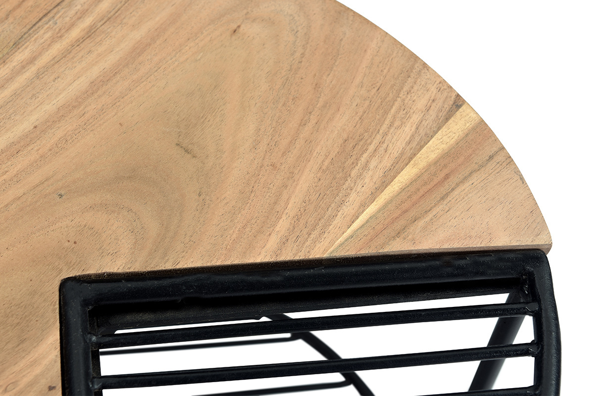 Tavolino basso acacia e metallo nero PART