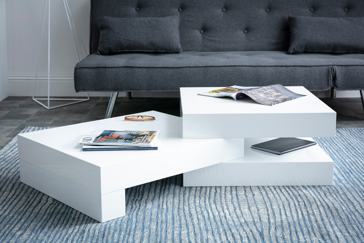 Tavolino basso design Bianco brillante LUNA