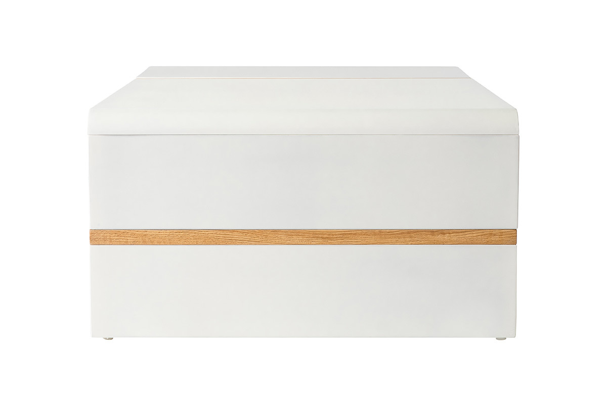 Tavolino basso design bianco laccato e placcaggio di rovere INSERT