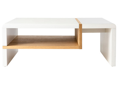 Tavolino basso design bianco laccato e placcaggio di rovere INSERT