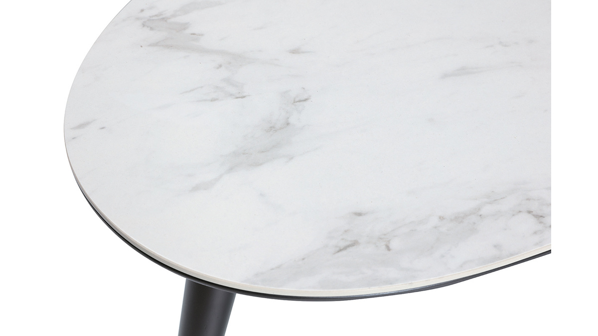 Tavolino basso design effetto marmo con piedi in legno e oro ALLURE
