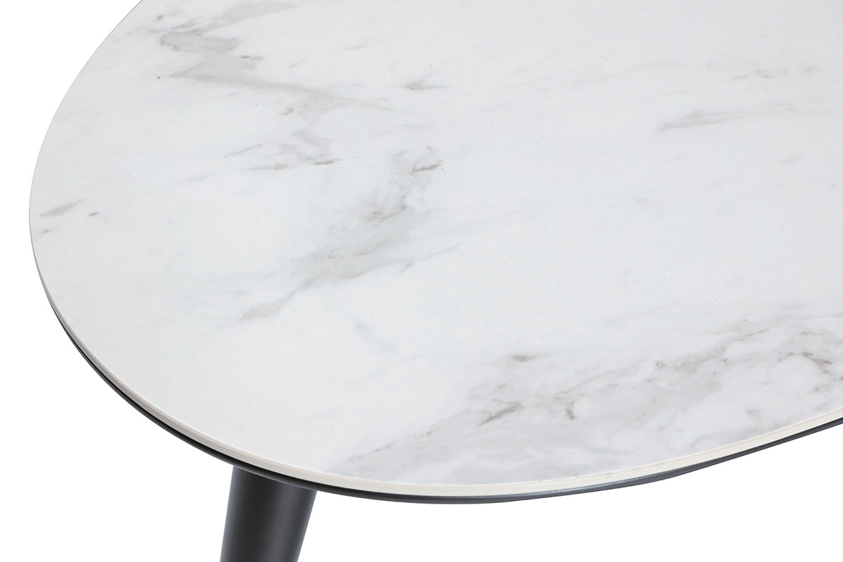 Tavolino basso design effetto marmo con piedi in legno e oro ALLURE