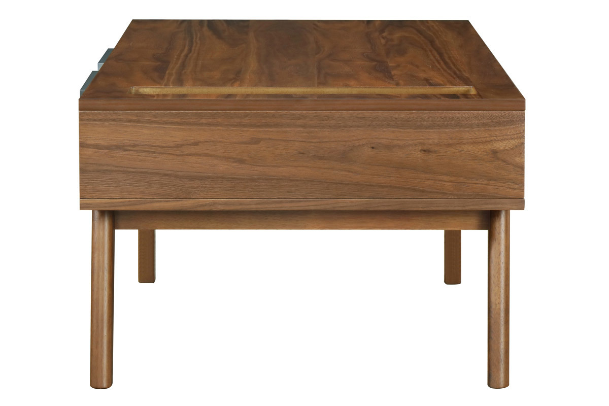 Tavolino basso design grigio antracite e noce NEELA