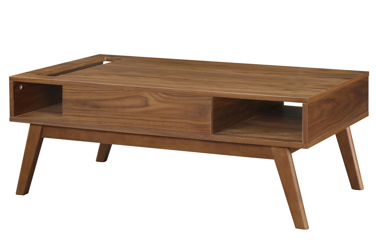 Tavolino basso design grigio antracite e noce NEELA